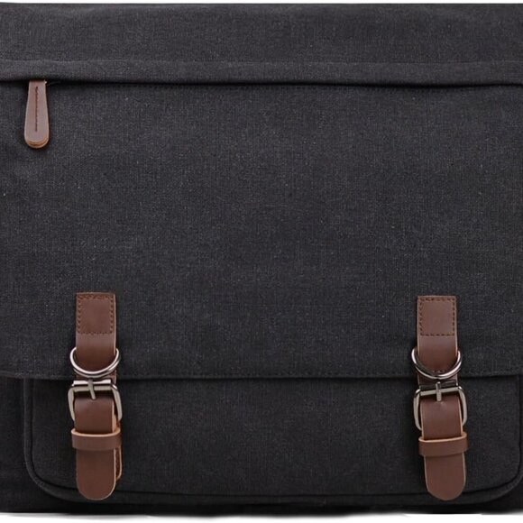 Canvas Messenger Bag for Men WomenTravel Satchel Shoulder bag 15.6 Inch Laptop